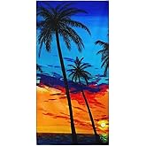 OHTMTHO Oversized Beach Towel Quick Dry Sand Free Lightweight Microfiber Beach Towels for Swim Pool Camping Travel, Colorful Sunset Coconut Palm Trees, 36"x72"