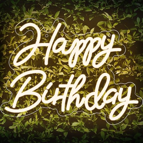 Ethereal Lomoer Happy Birthday Neon Sign, USB Powered, Warm White, 15.9
