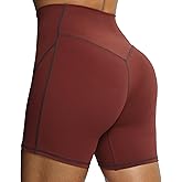 Aoxjox Lexi Lined Workout Biker Shorts for Women Tummy Control High Waisted Exercise Athletic Gym Running Yoga Short 6"