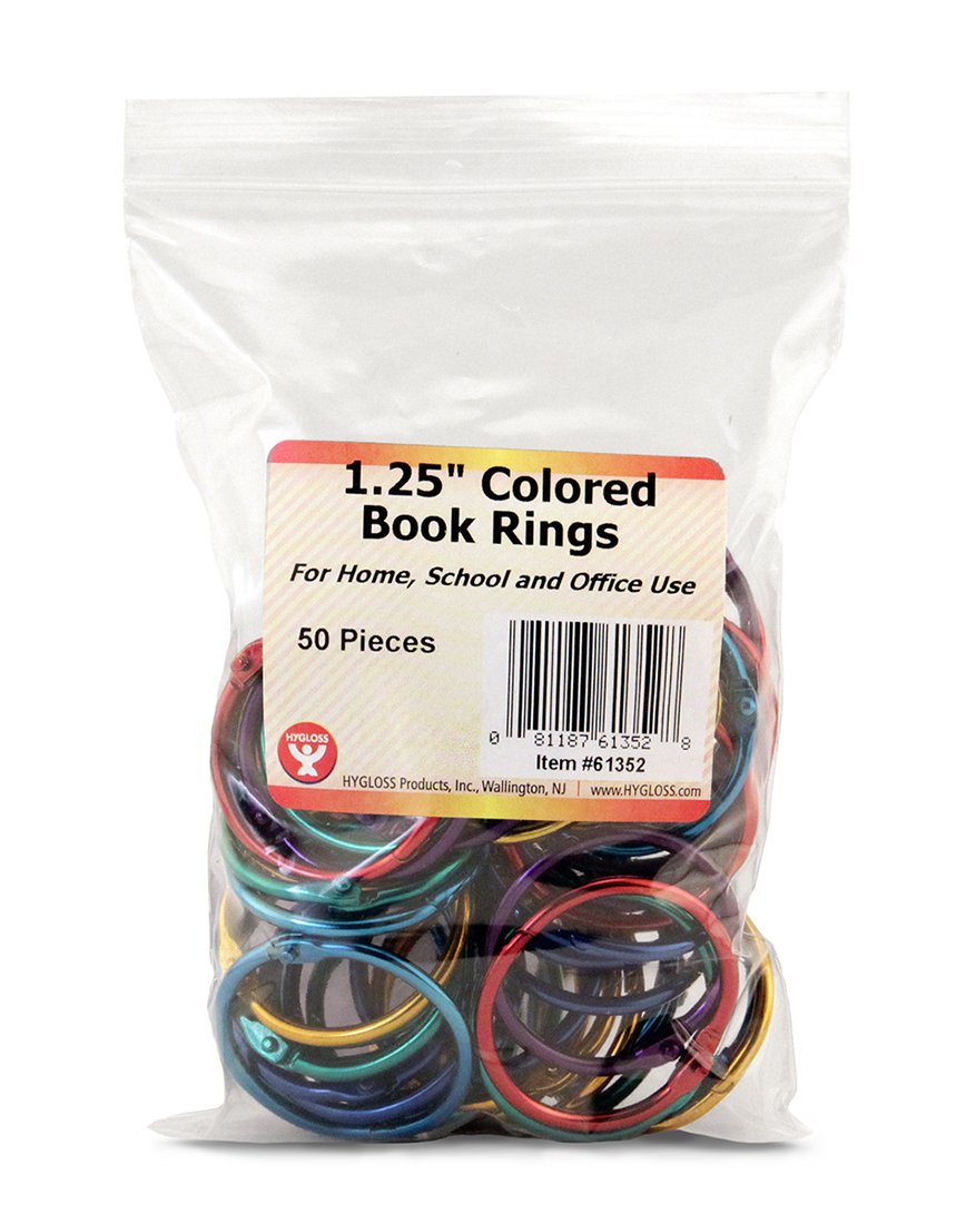 Hygloss Products Book Rings, Steel, Assorted, 1-1/4 Inch