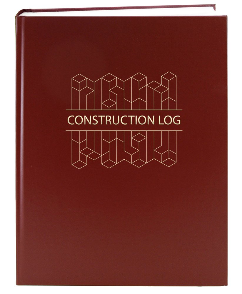 BookFactory Construction Daily Activity Log Book / 365 Day Construction LogBook (384 Pages - 8 7/8" x 11 1/4") Burgundy Cover with Blocks, Section Sewn Hardbound (LOG-384-7CS-A(ConstructionBlocks))