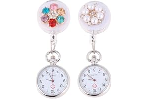 UKCOCO 2pcs, Pocket Watch - Clip on Watch Lapel Watch Hanging Watch Creative Pocket Hanging Watch for Women