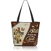 Bible Tote Bags for Women Christian Tote Bag Church Shoulder Bag Inspirational Bags With Zipper Bible Verse Gifts