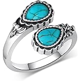 Naxidaze Genuine Turquoise Thumb Rings for Women 925 Sterling Silver Turquoise Hummingbird Ring Vintage Nature Turquoise Jewelry for Women