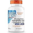 Doctor's Best Glucosamine Chondroitin MSM + Hyaluronic Acid with OptiMSM Featuring Biocell Collagen, Joint Support, Non-GMO, Gluten & Soy Free, 150 Caps