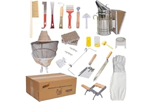 MAYBEE Beekeeping Supplies Bee Keeper Starting Kit 22 Pcs Beekeeping Tool Kit Bee Smoker Kit Including Beehive Tools,Uncapping Tool and Beekeeping Veil