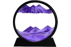 Moving Sand Art Picture,Round Glass Quicksand Painting, Sand Art Liquid Motion Picture, 3D Hourglass Deep Sea Sandscape for D