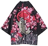 LifeHe Men's Kimono Japanese Floral Printed Kimono