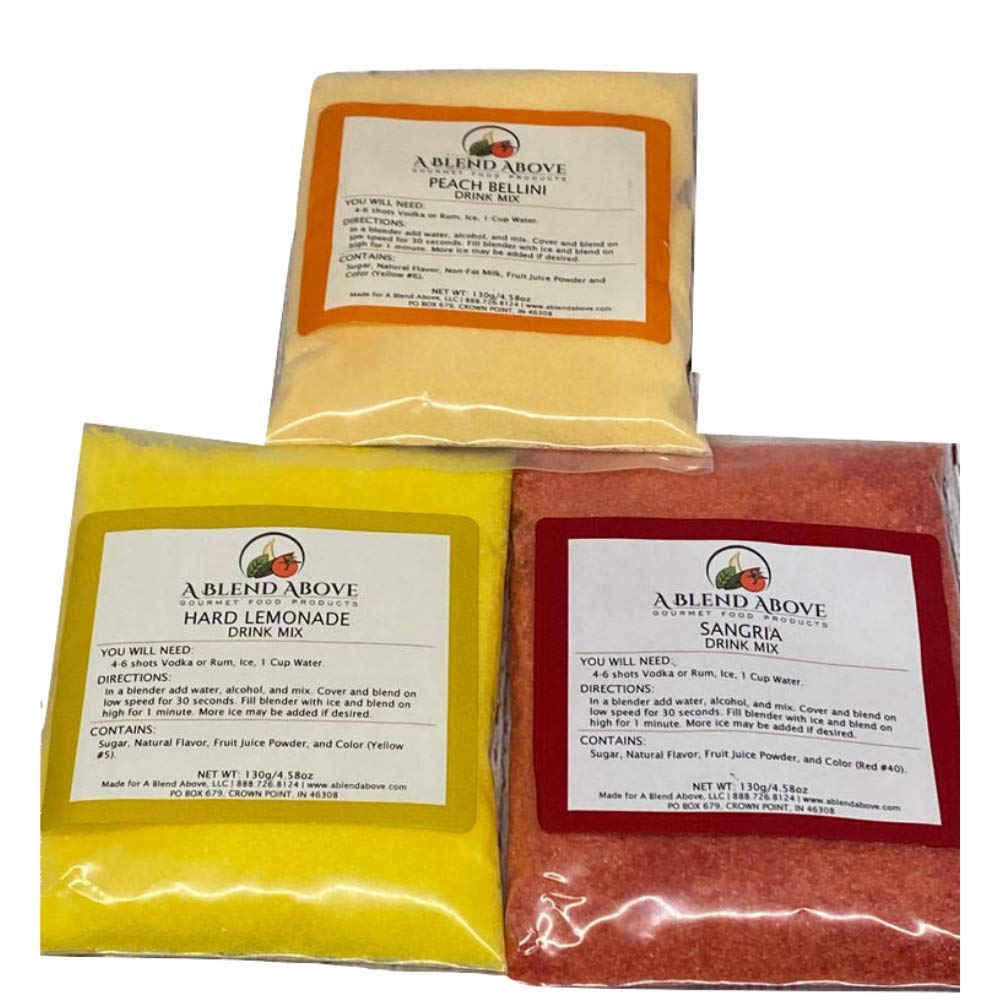 A Blend Above Drink Mix, Best Sellers Variety Pack - Peach Bellini, Hard Lemonade, and Sangria