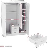 Vida Designs Riano 3 Door Mirrored Wardrobe White 170H x 115.4W x 53D cm view 6