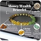 Crgwxzl Natural Stone Wealth Money Beaded Bracelet for Men Women Adjustable Citrine, Tiger Eye, Green Aventurine and pyrite Handmade Lucky Bracelet Feng Shui Jewelry Gift