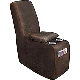 molasofa Leather Like Additional Recliner Console Cover for Reclining Loveseat Covers Stretch Jacquard Middle Console Cover for Recliner Couch and Sofa Dark Brown