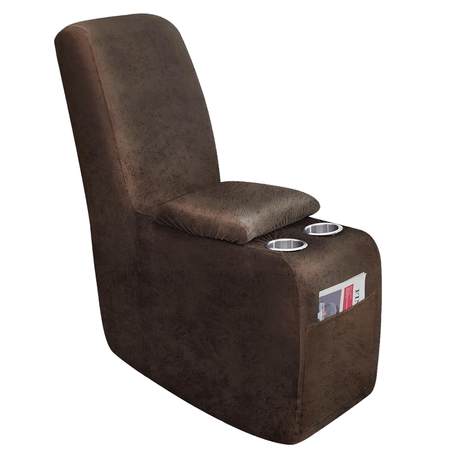 Photo 1 of molasofa Leather Like Additional Recliner Console Cover for Reclining Loveseat Covers Stretch Jacquard Middle Console Cover for Recliner Couch and Sofa Dark Brown