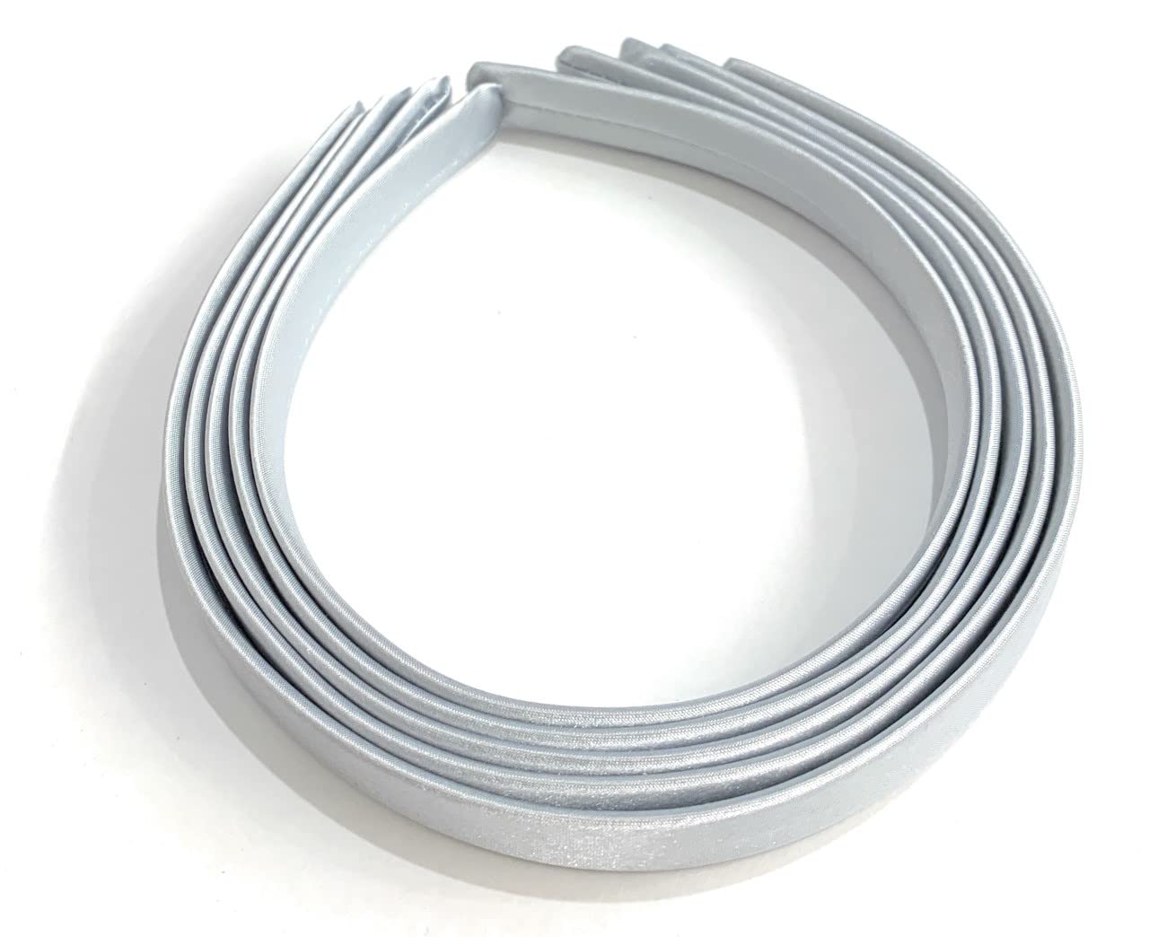 5 x 15mm Thick Plain Satin Headbands Pack School Girls Alice Hair Band DIY Headband Set UK (Silver/Light Grey)