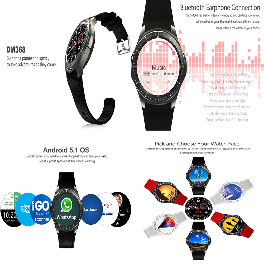 LWPCP Reloj Inteligente, Pantalla AMOLED de 1.39 Pulgadas, 512 MB ...