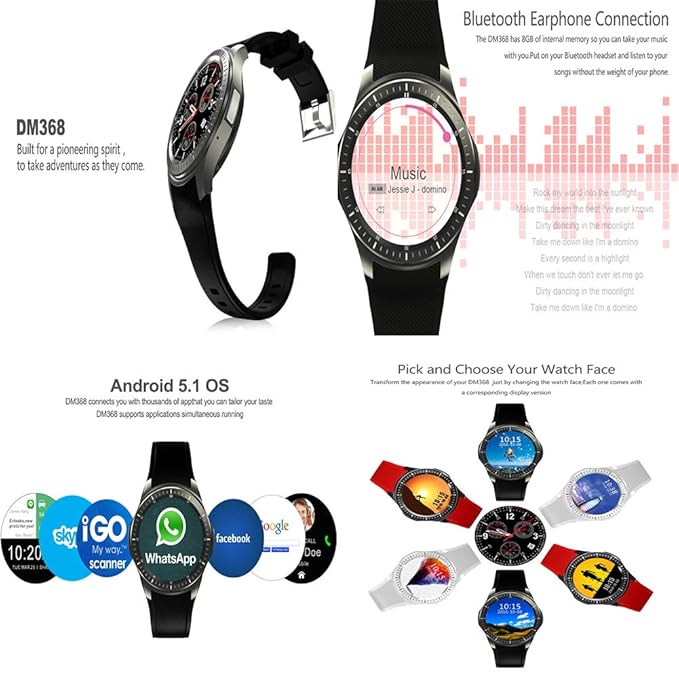LWPCP Reloj Inteligente, Pantalla AMOLED de 1.39 Pulgadas, 512 MB ...