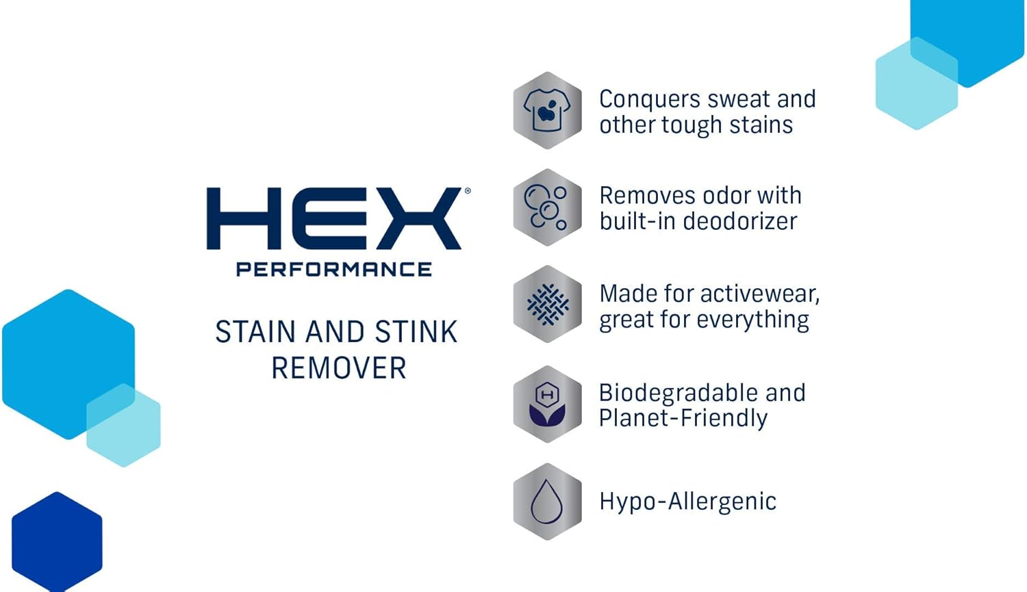 HEX Performance Stain & Stink Remover, Fragrance Free, 12oz (Pack of 2) - Designed for Activewear, Eco-friendly: Health & Personal Care