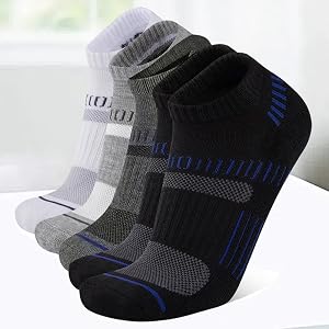 5 Pairs Men Arch Support Cushioned Athletic Ankle Socks | Breathable fabric keeps feet dry and less stuffy