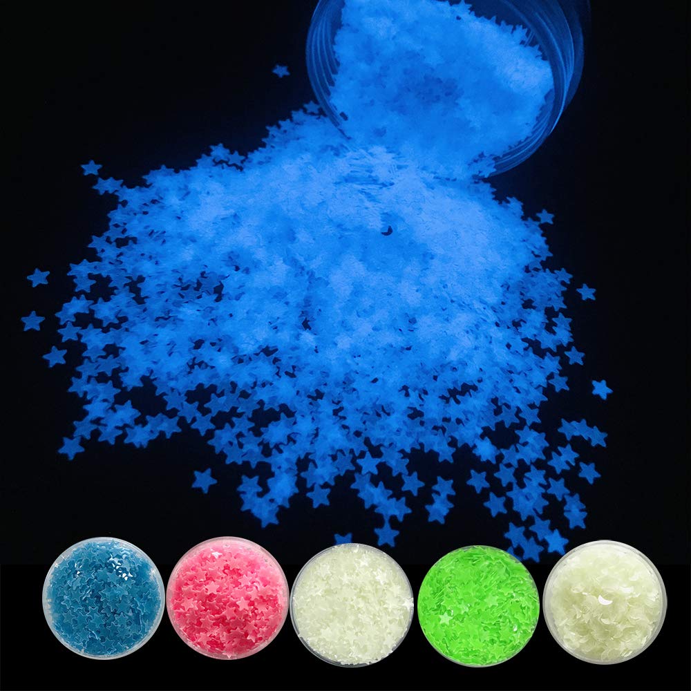 5 Boxes Set Luminous Nail Art Glitter Glow in the Dark Shape Glitter Stickers for Resin DIY Making Art Craft Nail Decoration Accessories Nightclub Party YG-S1 (S4)