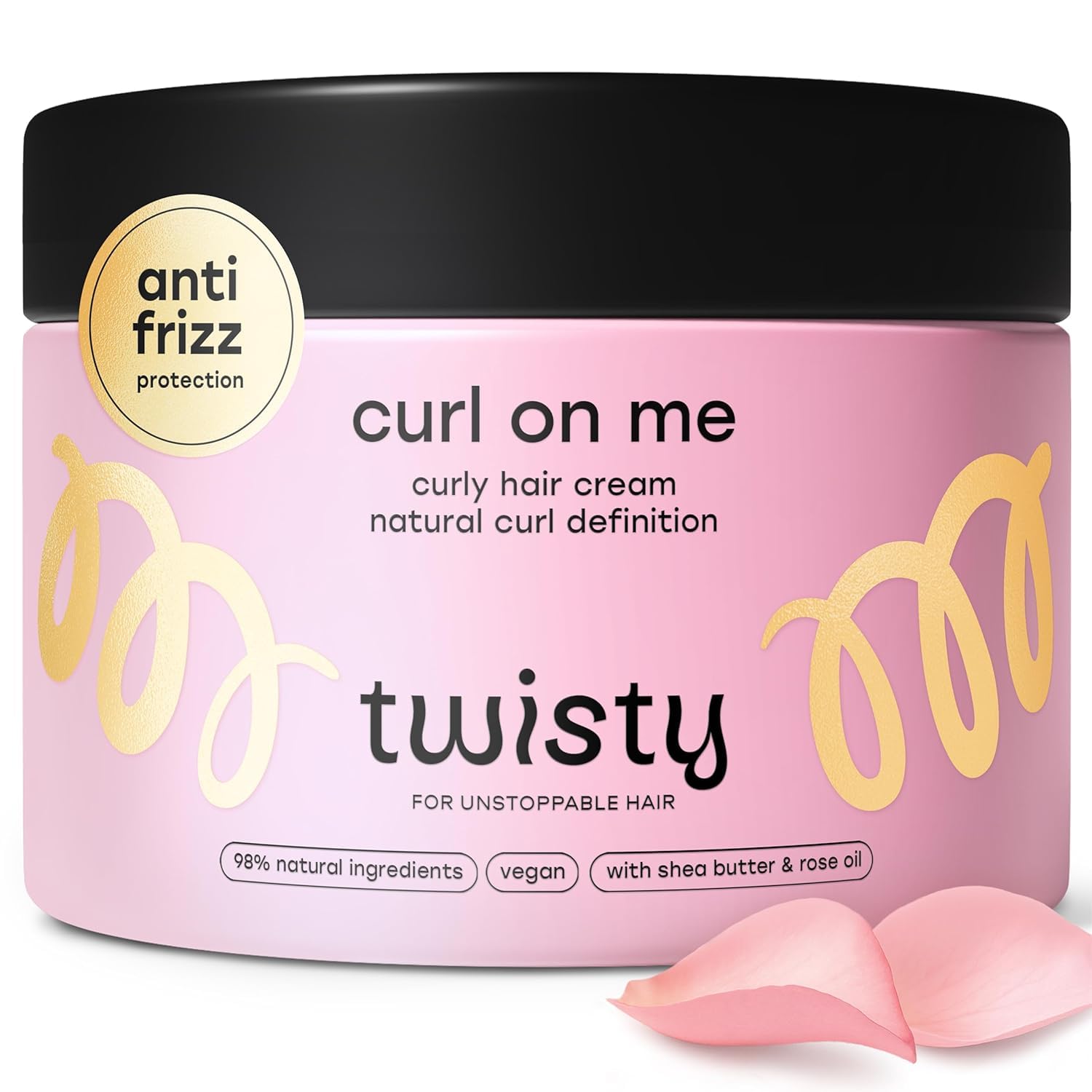 Twisty Twisty Curl On Me Cream Styling Hair for Natural Curls 250 ml - Curly Hair Care Styling Products Hydration Natural Curl Enhancement Anti-Frizz Hair Cream Moisturizing Nourishing Lightweight