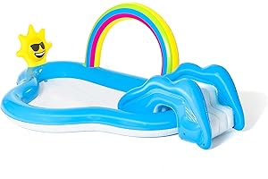 BESTWAY H2O GO Rainbow ‘n Shine Play Pool Center, one pool,one slide,repair patch,one pc of water watcher tag.