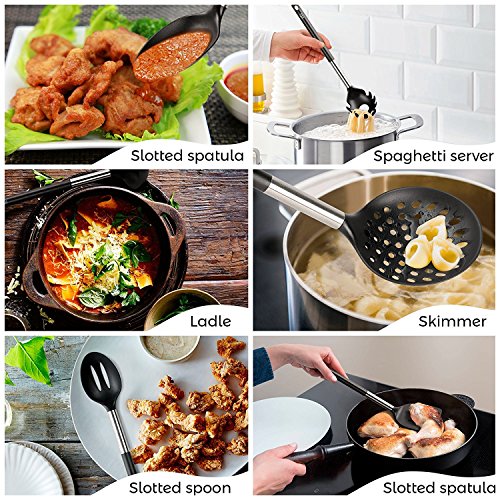 Kitchen Utensil - 6 Best Kitchen Utensils Set - Black Nylon Cooking Utensils - Kitchen Tools Gadgets. - Thumbnail 3