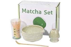ANABIUP Matcha Whisk Set - Japanese Tea Ceremony Kit with Dark Green Bowl, Bamboo Whisk (Chasen), Ceramic Holder, Stainless Scoop - Complete Matcha Tools, Nice Matcha Set for Tea Lovers 5PCS
