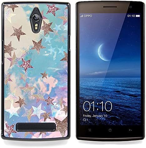 - Star Gold Glitter Clouds Blue Purple/ Hard Snap On Cell Phone Case Cover - Cao - For Oppo Find 7 X9007