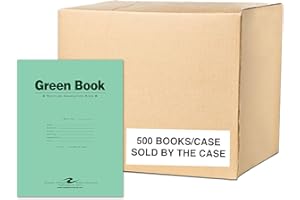 ROARING SPRING Recycled Green Exam Books, 500 School Examination Booklets, 11" x 8.5", 8 Sheets/16 Pages, Wide-Ruled with Margin Student Testbook, Made in USA