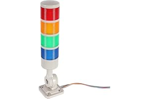 LUBAN Led Signal Tower Stack Lights, Industrial Signal Warning Lights, Column Tower Lamp Andon Lights with Rotatable Base, Steady/Flashing Light Switchable,12V 24V DC(4-Layer, no Buzzer)