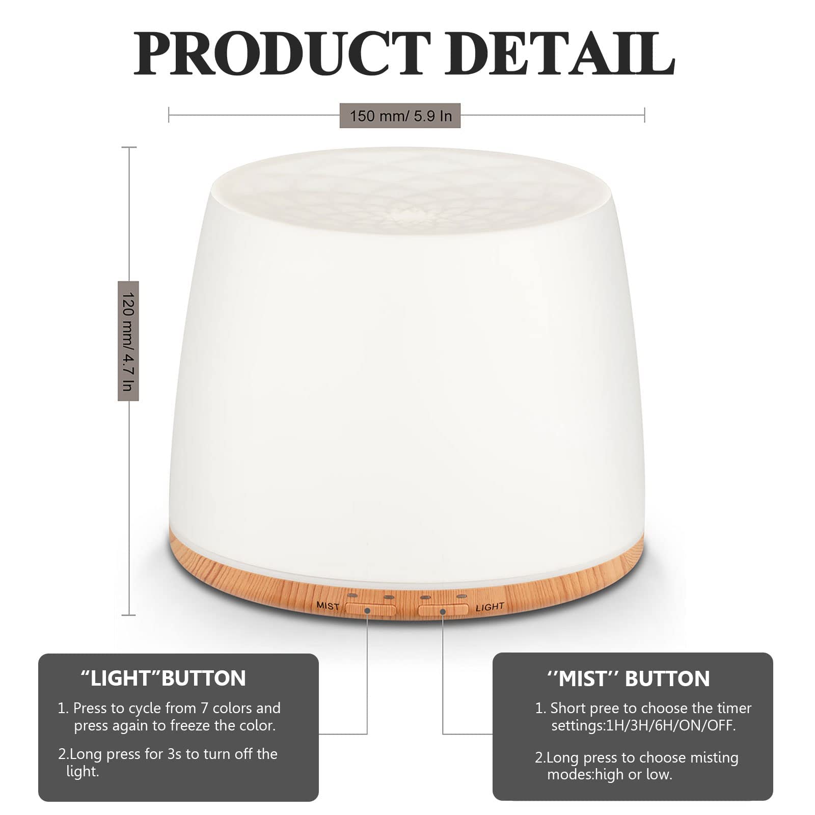 KAHEAUM Humidifiers for Bedroom Large Room Baby Kids Nursery Home Hotel Office Plant, 500ML Portable Ultrasonic Cool Mist Humidifier Aroma Essential Oil Diffusers with LED Night Light,Quiet,Auto Off