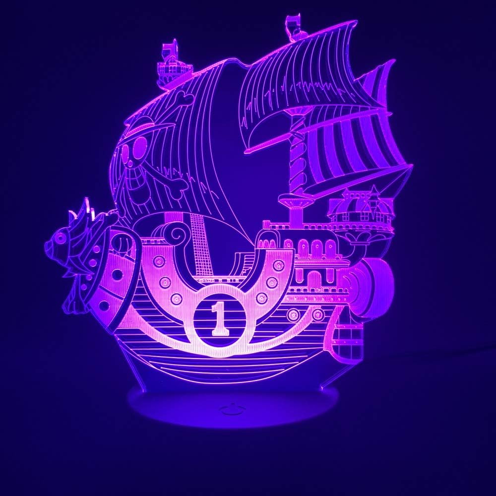 3D Night Light 3D Illusion Lamp Anime One Piece Boat Thousand Sunny Led Night Light for Boys Birthday Gift Children's Bedroom Decor Nightlight FFFPANDA
