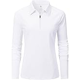 MoFiz Women's Golf Polo Shirt Long Sleeve Collared 1/4 Zip Stretch Soft Athletic Tops for Tennis Hiking & Outdoor Sports