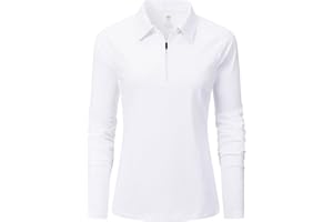 MoFiz Women's Golf Polo Shirt UPF 50+ Sun Protection Long Sleeve T-Shirt 1/4 Zip Pullover Athletic Hiking Runing Tops