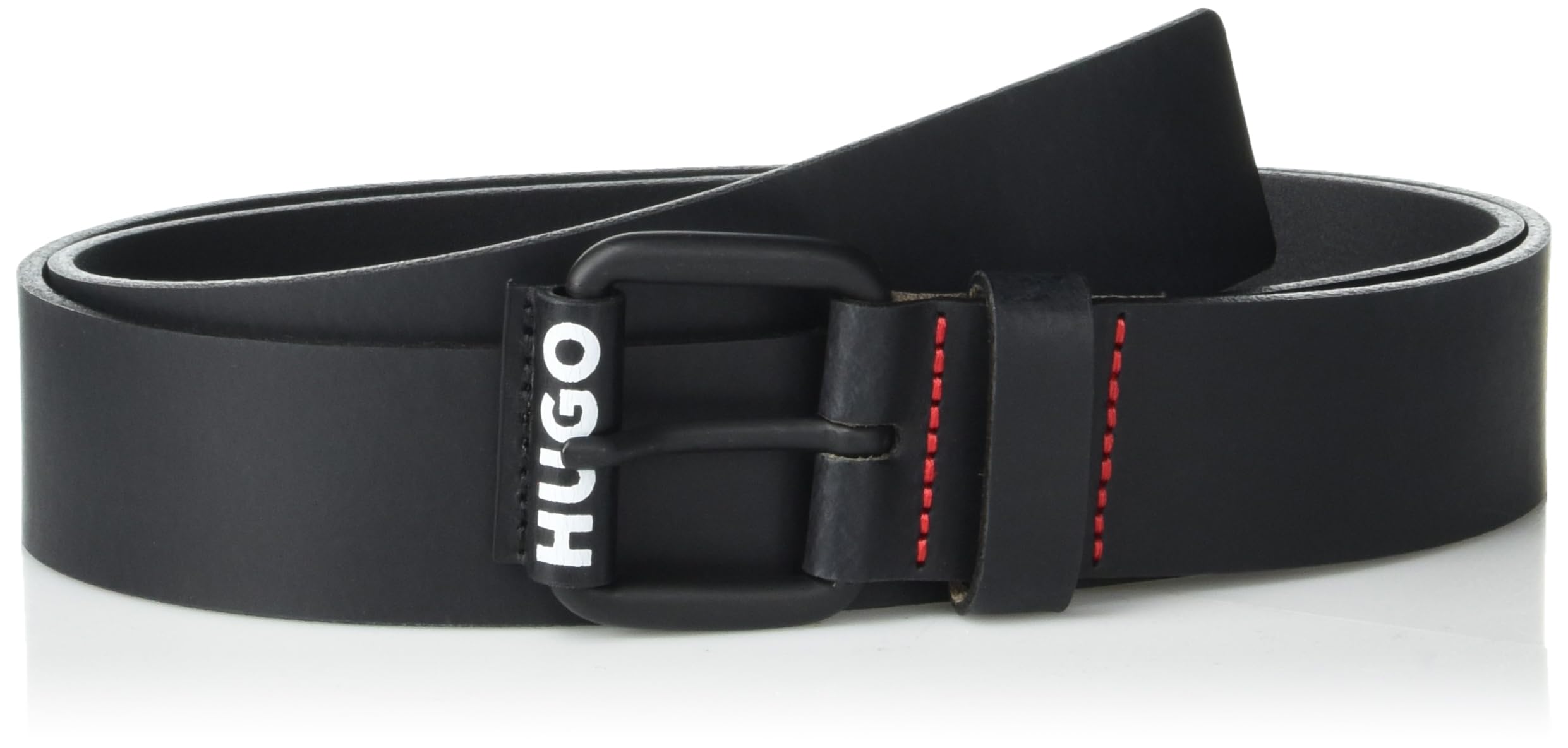 Photo 1 of HUGO Bold Logo Buffalo Leather Belt, Black Currant, 38