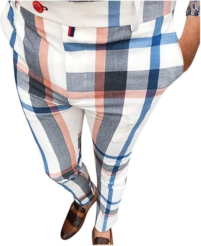 men plaid skinny jeans