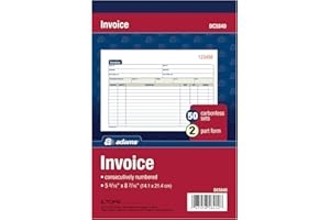 Adams Invoice Book, 2-Part, Carbonless, 5-9/16 x 8-7/16 Inches, 50 Sets per Book (DC5840)