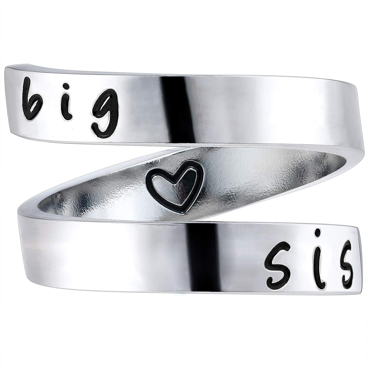 YooAi Inspirational Rings Personalized Spiral Wrap Twist Ring Stainless Steel Jewelry for Women Birthday Gift Big Sis