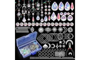200pcs Suncatcher Making Kit Crystal Pendants Chains Hooks Shapes for DIY Sun Catchers Window Decor Home and Craft Projects, 