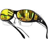 DUCO Night Driving Glasses Night Vision Glasses Fit Over Glasses for Men Women Polarized Anti-Glare Pro Yellow Lens 8953Y