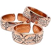 Set of 3 Hand Forged Pure Copper Rings. Made with 100% Pure Raw Untreated Copper. Tibetan Healing Ring Set.