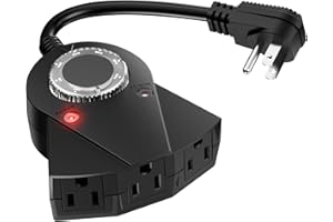 BRIGHTOWN Outdoor Light Timer Waterproof, 24 Hours Plug in Timer with 2, 4, 6 or 8 Hours Countdown Mode, 3 Grounded Dusk to Dawn Electrical Outlet for Outdoor Backyard Garden Patio Lights Christmas Decorations