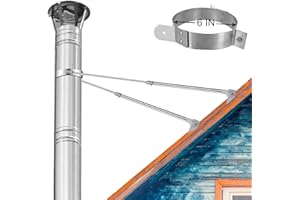 YIANTENG 2025 Update 6" Extended Roof Bracket Kit, Adjustable Extended Roof Brace for Securing 6" Diameter Stove Pipe, Providing Stability to The Chimney Against Wind and Snow