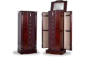 Alveare Home - Louisa Locking Jewelry Armoire, Cherry