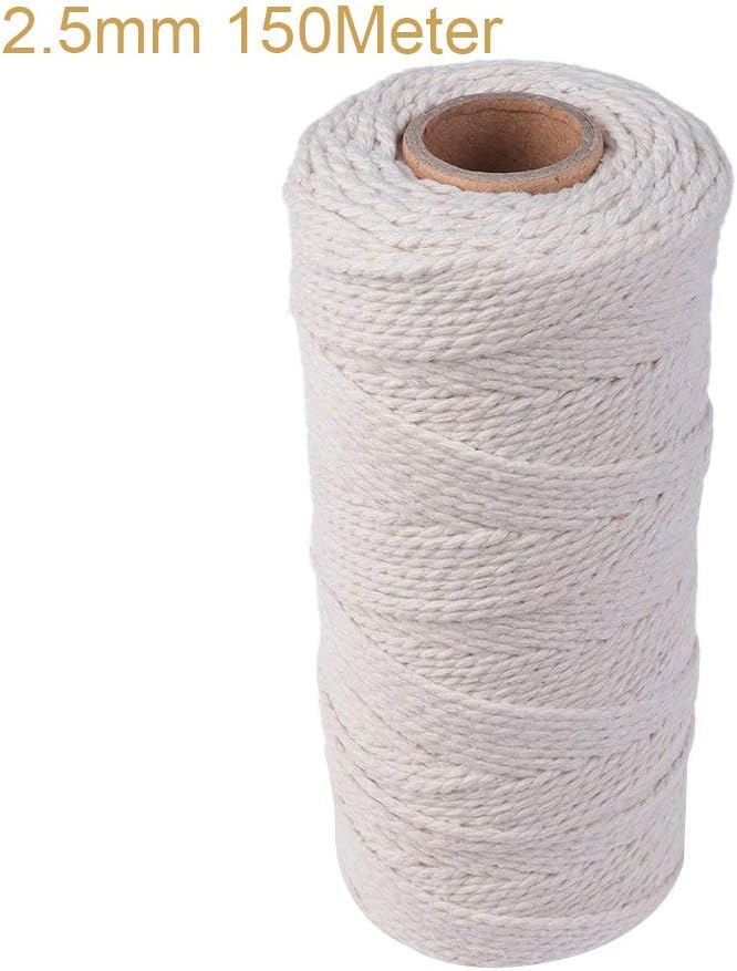 Idlespace Cotton Rope Macrame Cord Beige Making Jewelry, Sewing Scrapbooks, Handmade Cards, Drawstrings, Gardening, Home Decorations DIY Rope(2.5mm 150Meter)