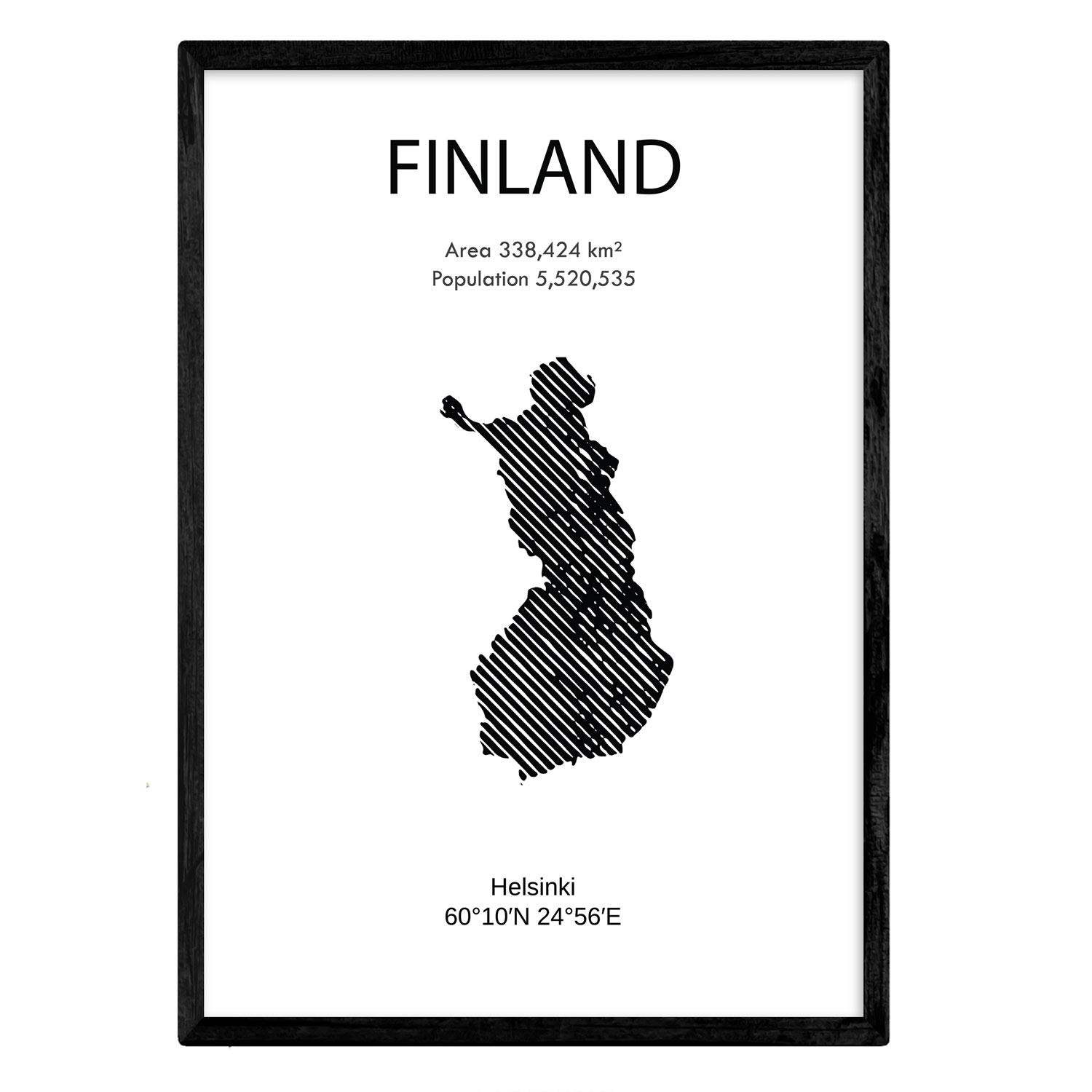 Nacnic Poster Finland. Sheets of countries and continents. A4 size