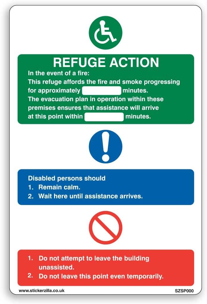 Amazon Com Fire Action Signs For Physically Impaired 5 X
