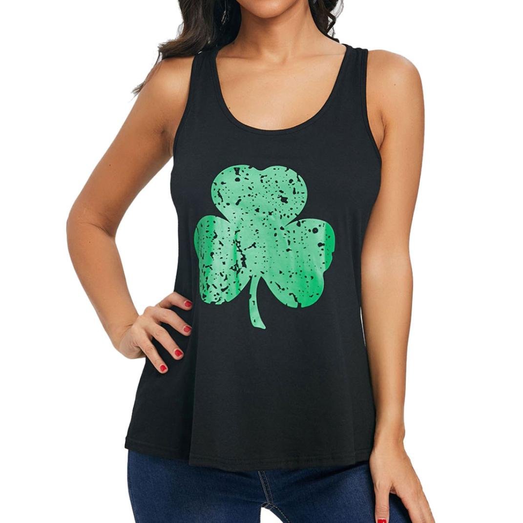 Daylin Women Large Size Green Shamrock Sleeveless Crop Top Vest Tank Shirt Blouse Cami Top S~2XL