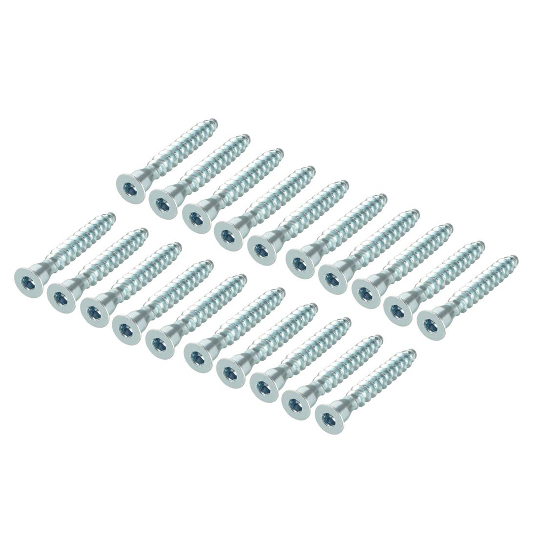 sourcing map Furniture Confirmat Screw 7x49mm Hex Socket Wood Screws Zinc Plated 20pcs — image 1