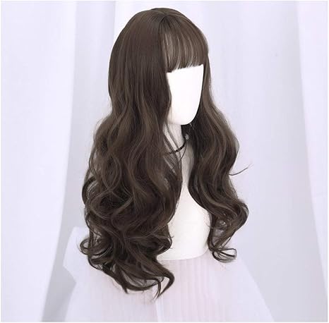 Amazon Co Jp 女性のかつら 女性のロングカーリー波状のかつら かつらを遊ぶウィッグ女性ロングヘアビッグウェーブナチュラル詳しい帽子ロングカーリーヘアの役割 フラット前髪とストレートの髪 Color Cold Wood Color ホーム キッチン